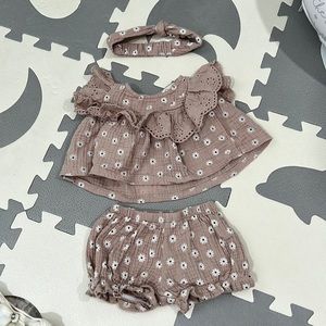 Flowered Earthy Pink/Nude 3-Piece Outfit